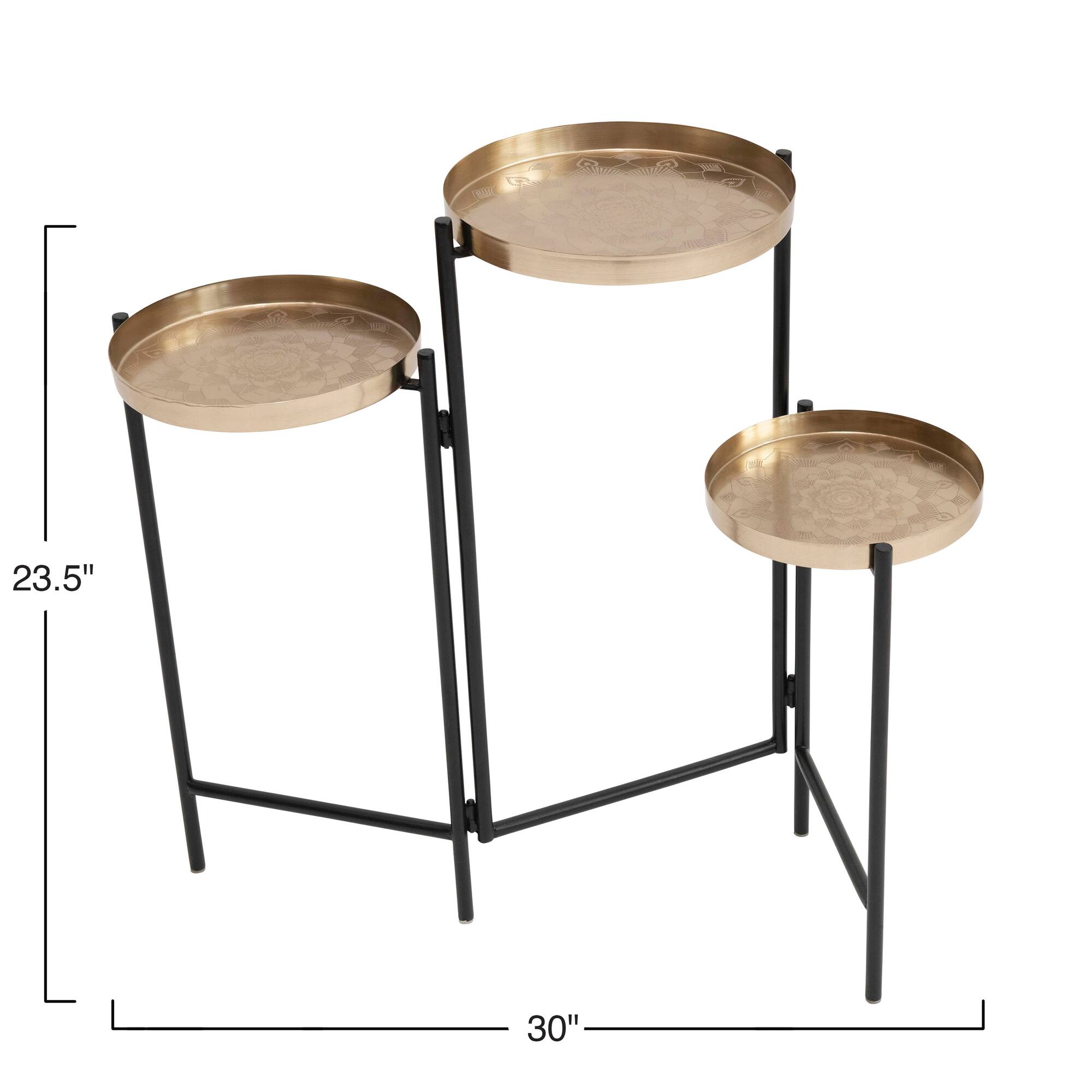 Hello Honey® 30" Foldable 3-Tier Plant Stand with Tray-Style Tops